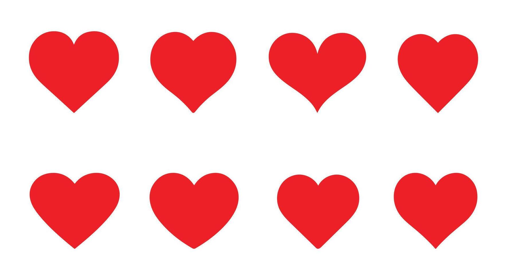 Set of red hearts. Love, Heart or romance symbol on white background. illustration vector