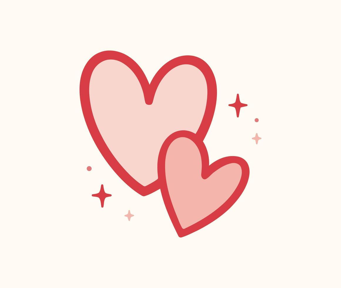 Two hearts with sparkling stars vector