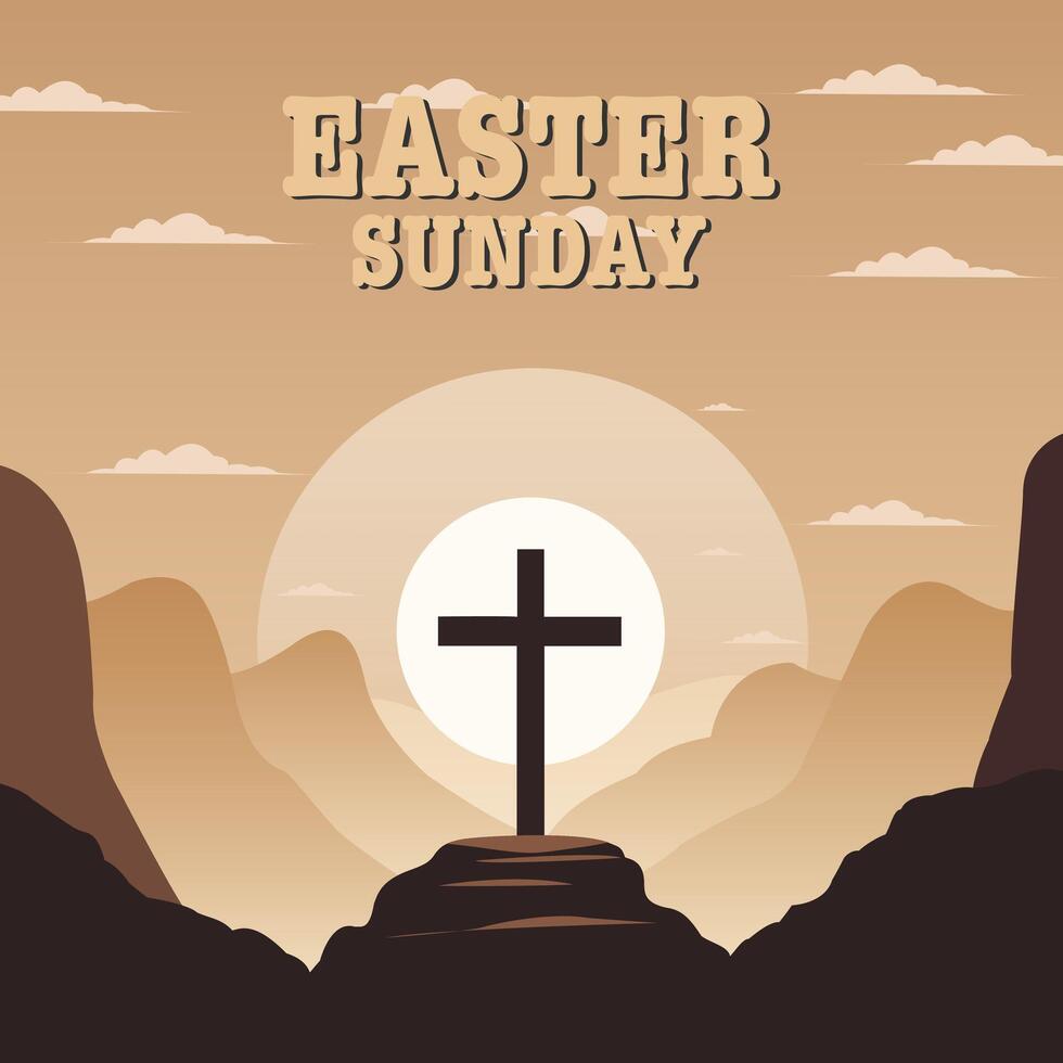 Easter Sunday Celebration A Flat Illustration vector