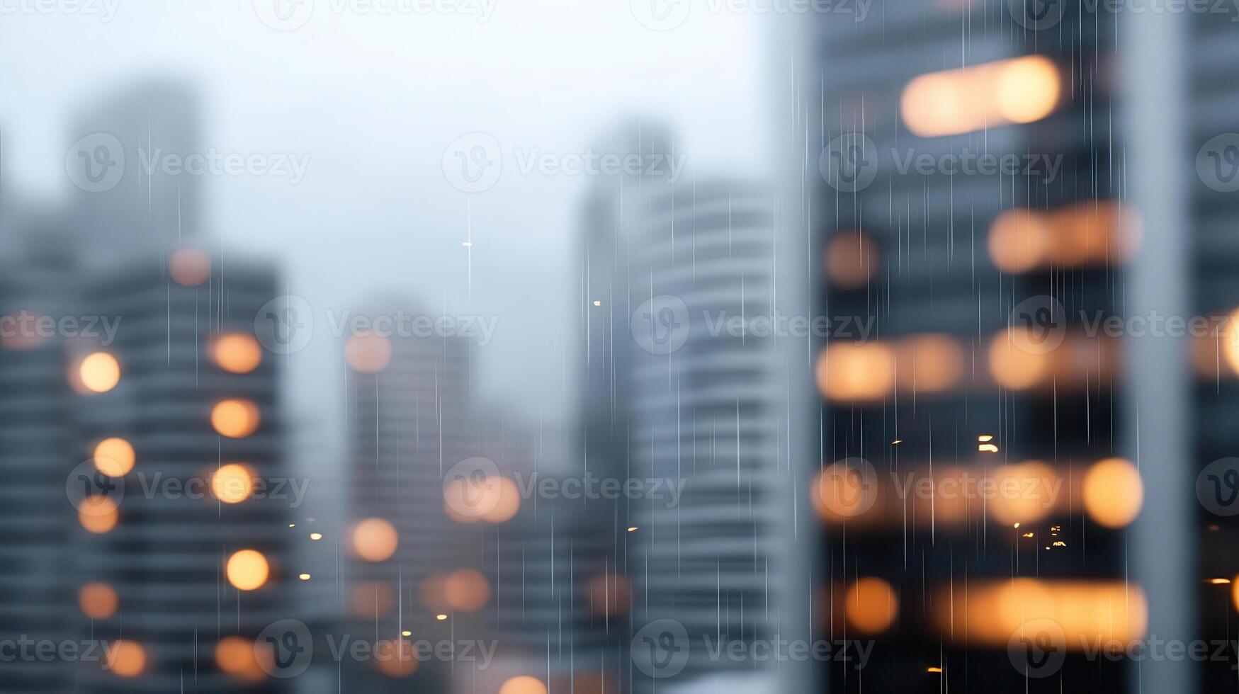 The desaturated urban skyline at dawn creates a misty atmosphere with soft muted tones, giving off a cinematic aesthetic that is truly captivating. photo