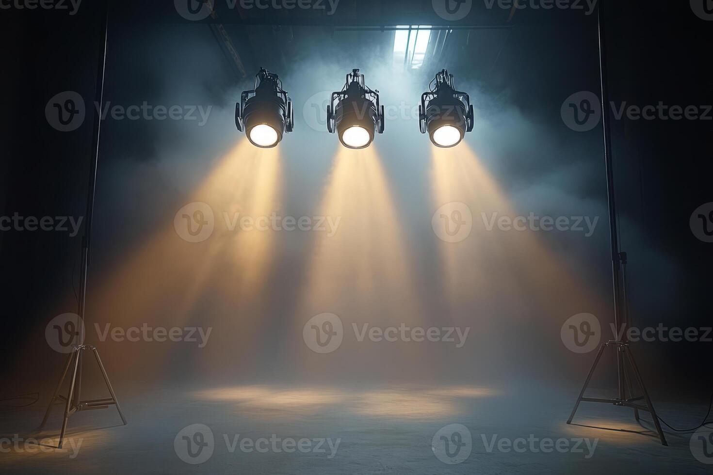 Stage spotlights with smoke effect photo