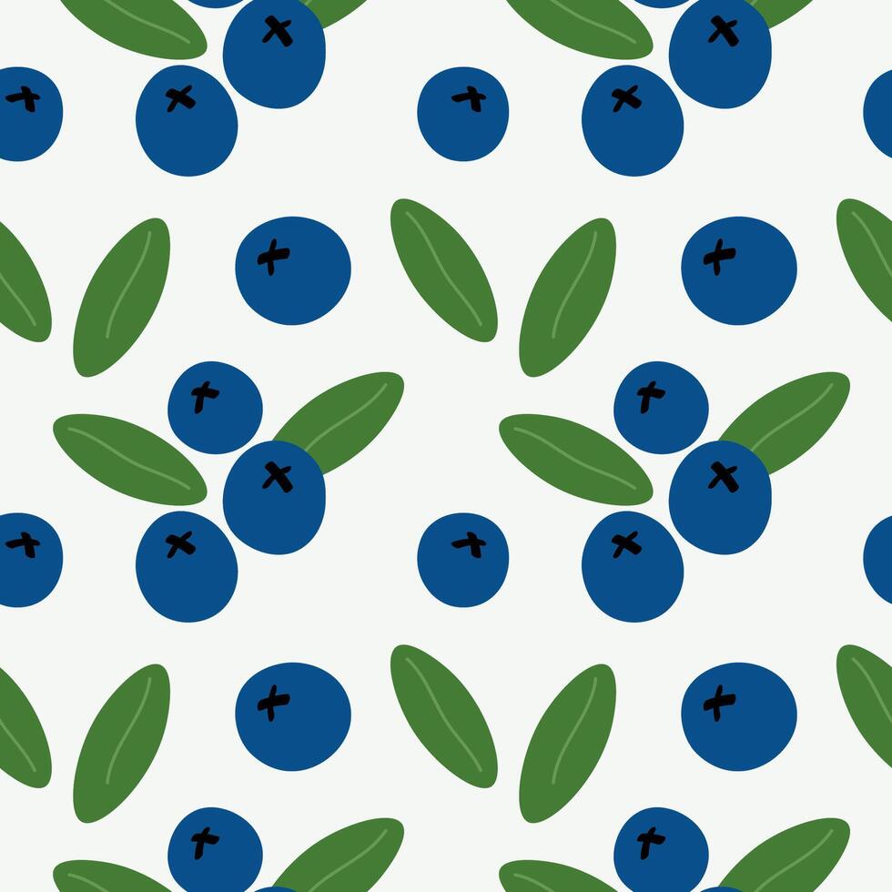 Seamless pattern with blueberry berry with leaves. Repeating background with lingonberry bush for wrapping, textile, label, sign, print, paper, card. Food, medical plant, harvest. vector