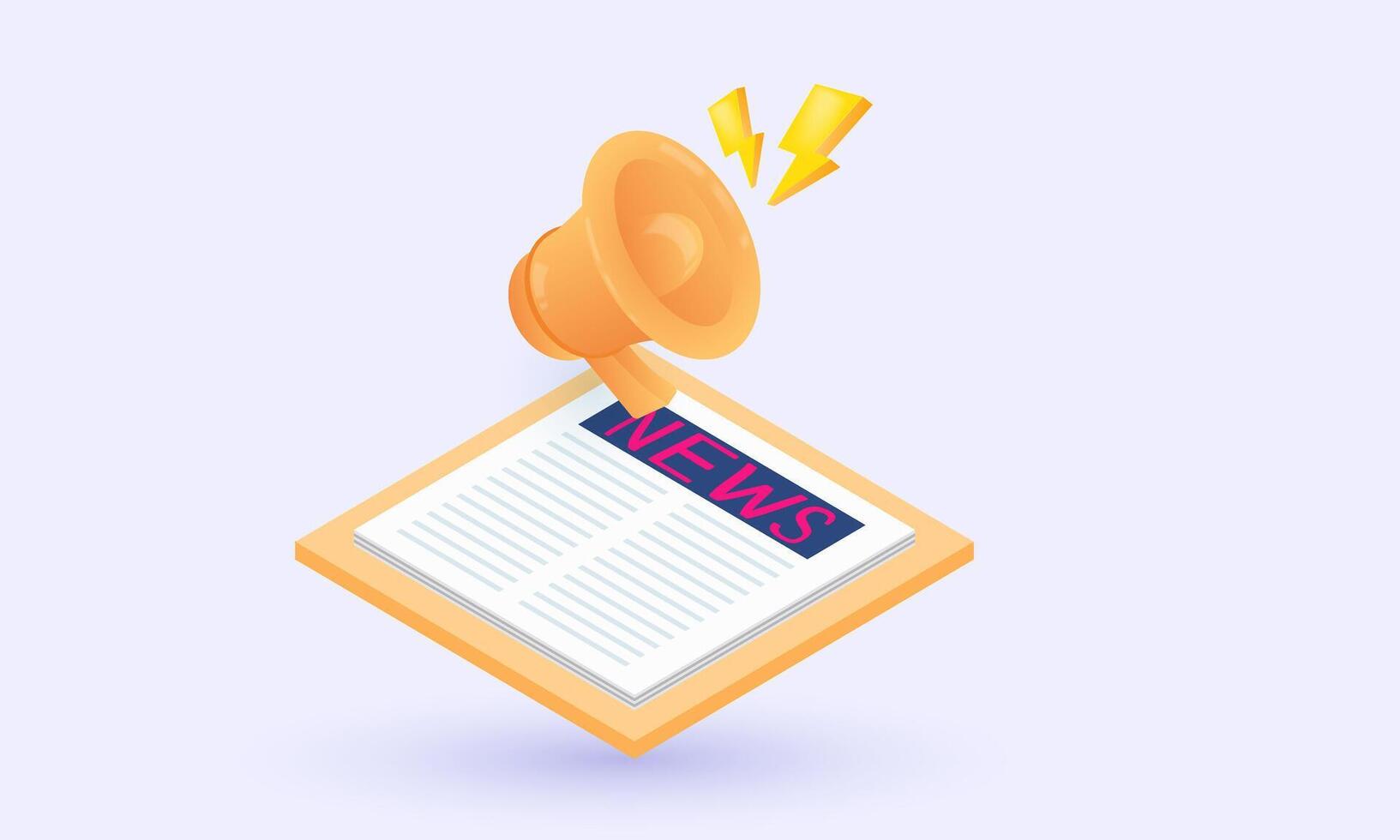 3d news update newspaper informationn new idea concept icon design on background vector