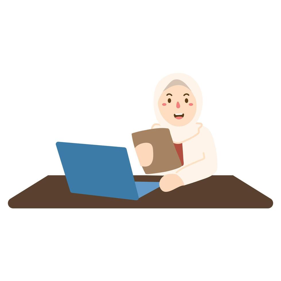 students with computer learning,Online class technology vector