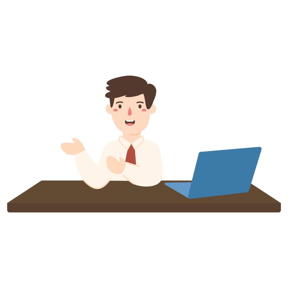 student boy working with computer vector