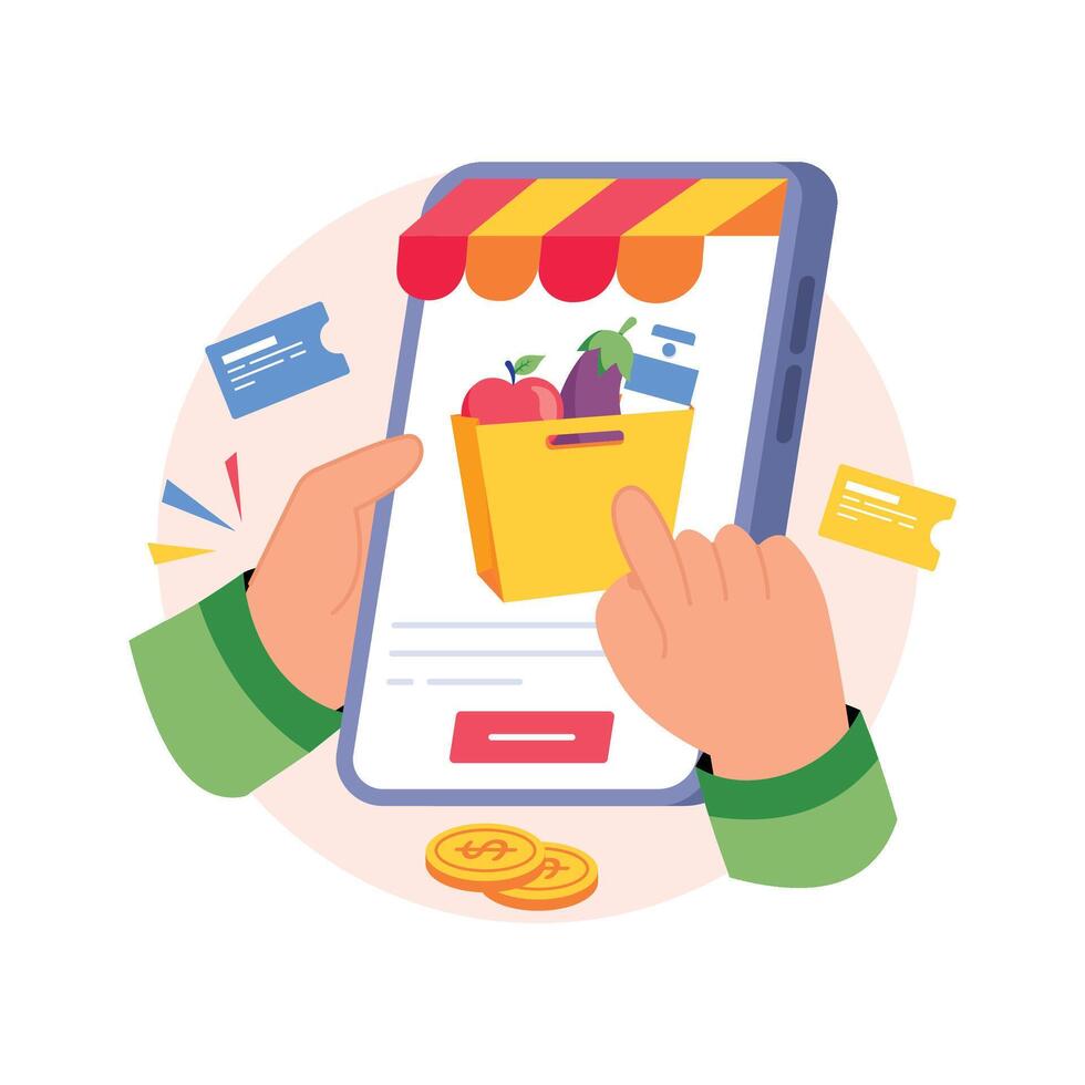 Grocery Subscription Concepts Style illustrations. EPS 10 File vector