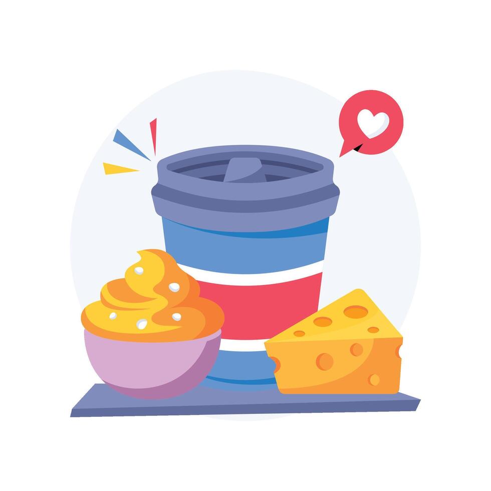 Fresh Dairy Products Concepts Style illustrations. EPS 10 File vector