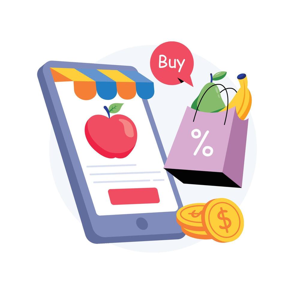 Online Grocery Shopping Concepts Style illustrations. EPS 10 File vector