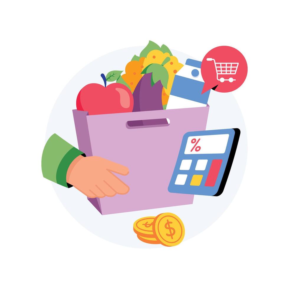 Affordable Groceries Concepts Style illustrations. EPS 10 File vector