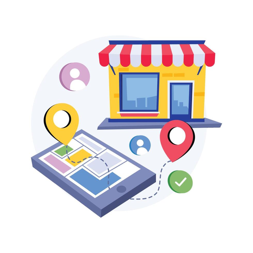 Grocery Store Near Me Concepts Style illustrations. EPS 10 File vector