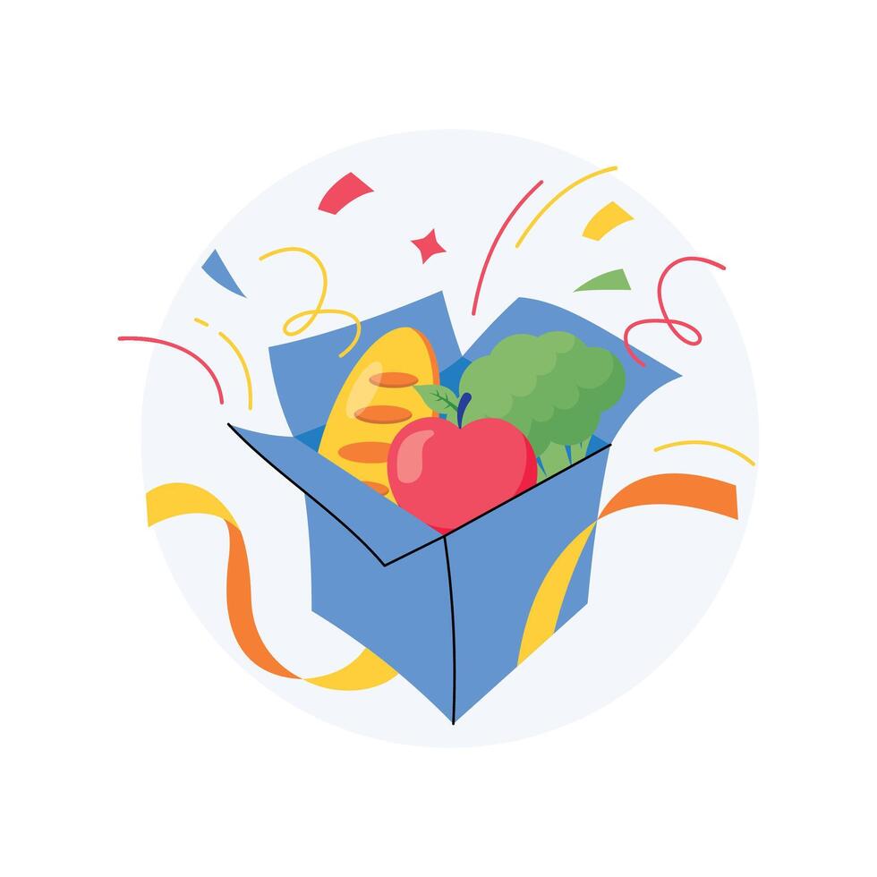 Grocery Gift Boxes Concepts Style illustrations. EPS 10 File vector
