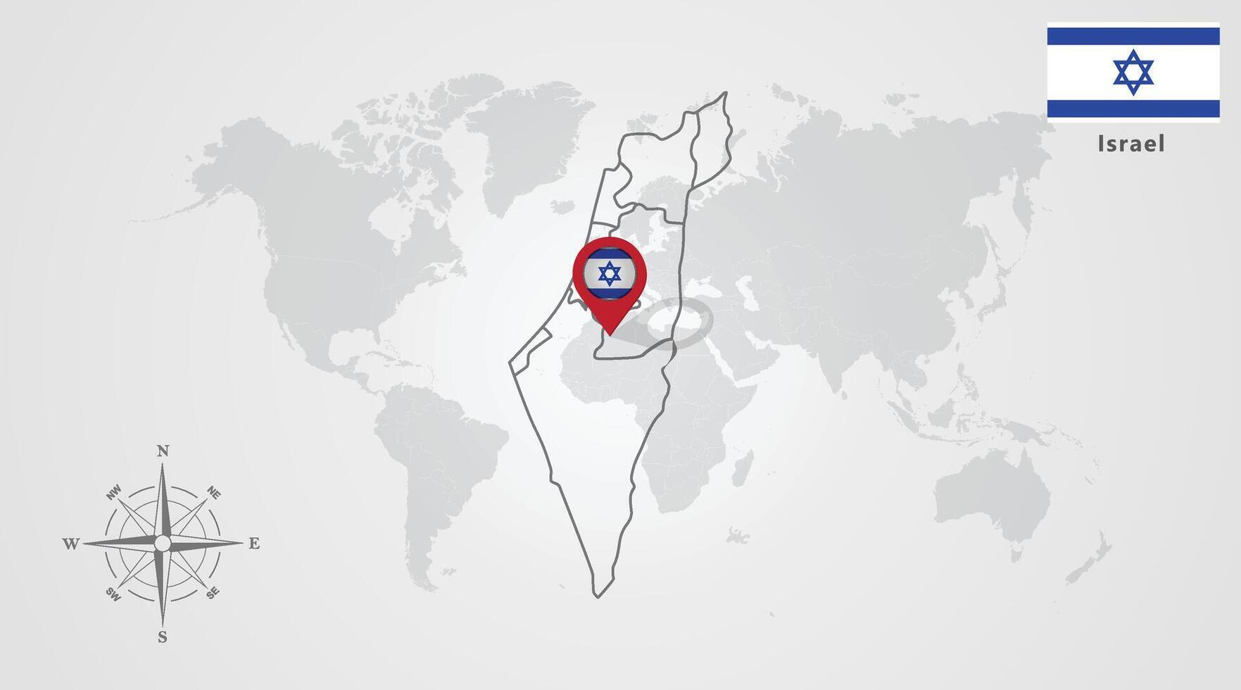 Israel flag icon design with map outline vector