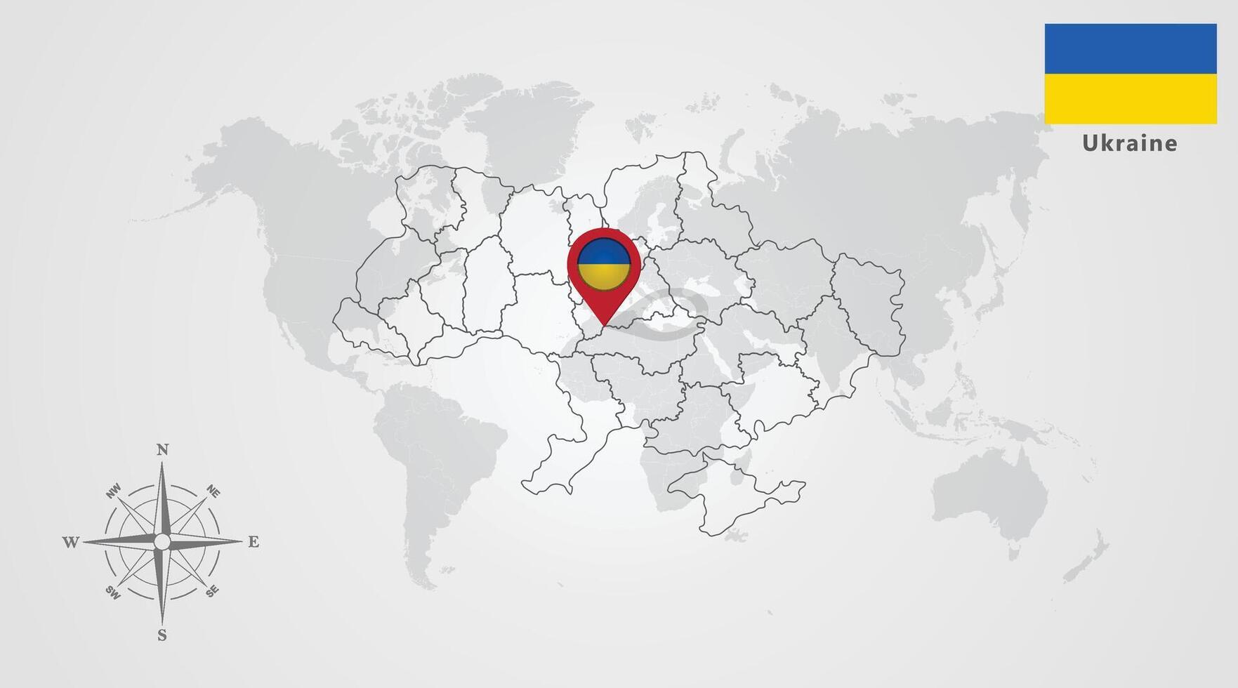 Ukraine flag icon design with map outline vector