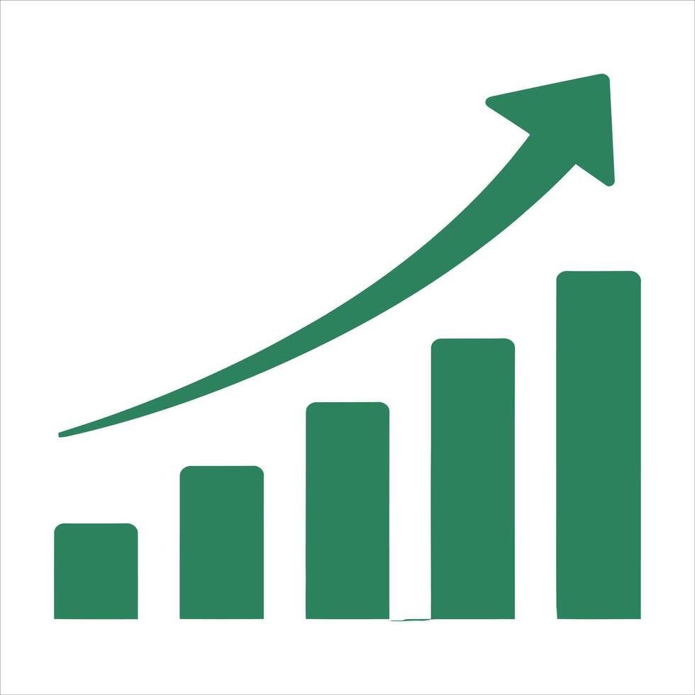 Business Growth Bar Chart with Rising Arrow. Financial Success vector