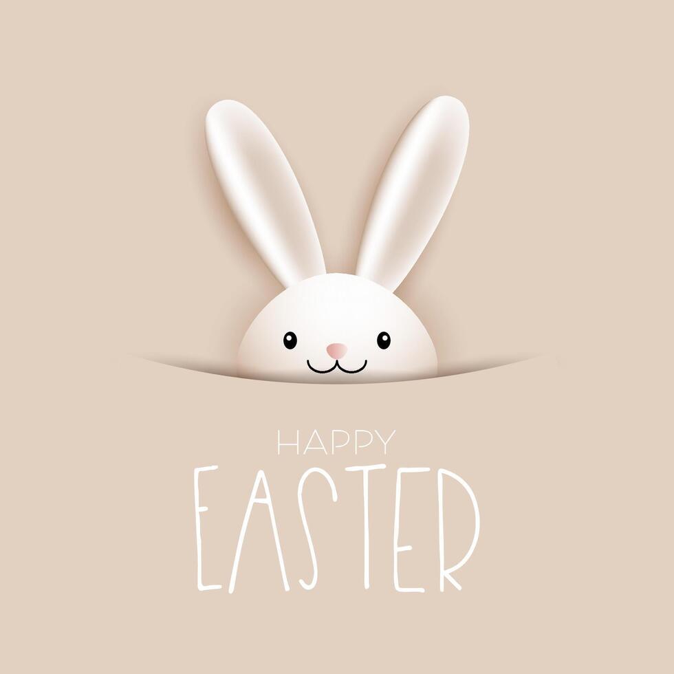 Cute background with Easter bunny peeking out vector