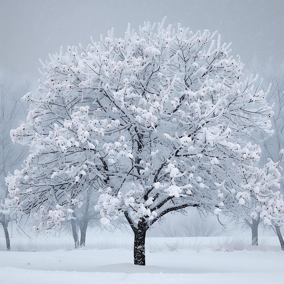 SnowCovered Trees Create a Winter Wonderland in a Serene and Beautiful Scene photo