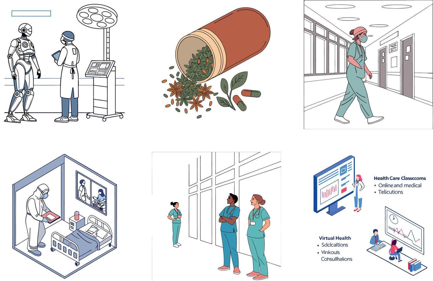 Vital Signs Medicine Bundle. Digital Monitoring Collection Illustrations vector
