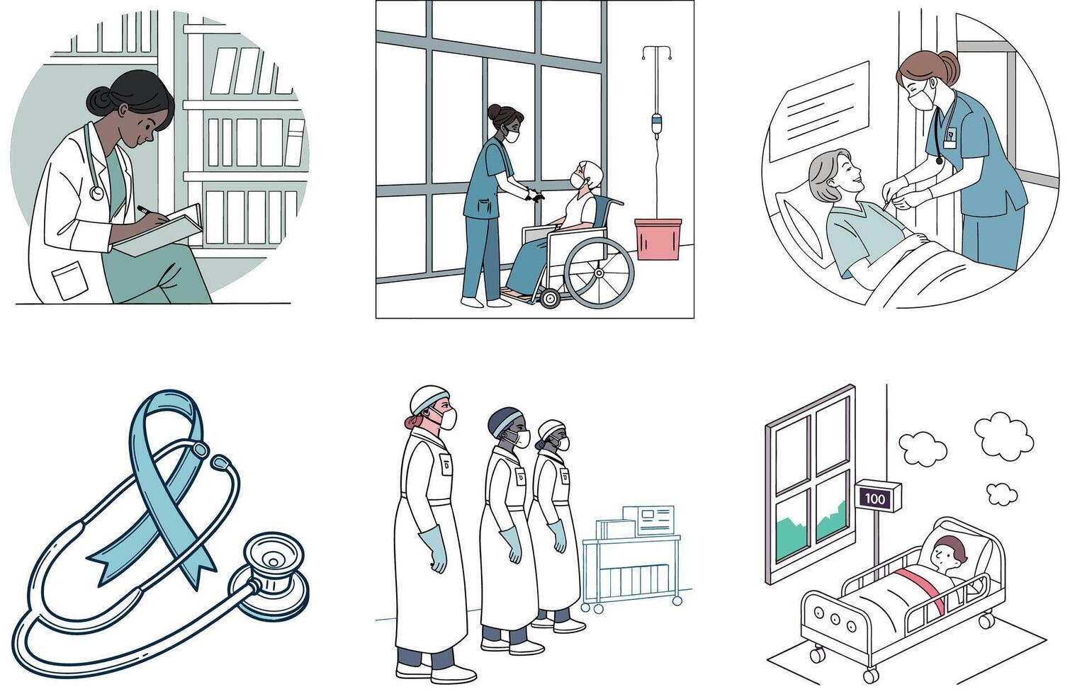 Modern Medicine Bundle. Doctor's Diagnosis Image Collection Illustrations vector