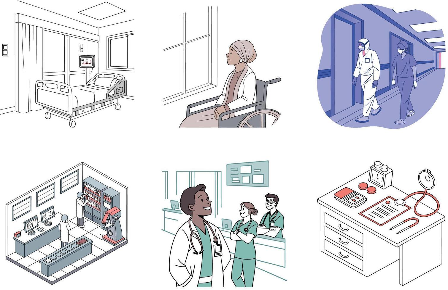 Lab Test Bundle. Liquid Medicine Sample Collection Illustrations vector