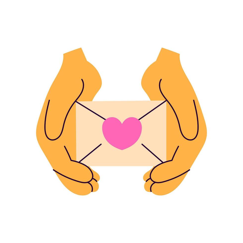 Two Hands holding Envelope with heart shape vector