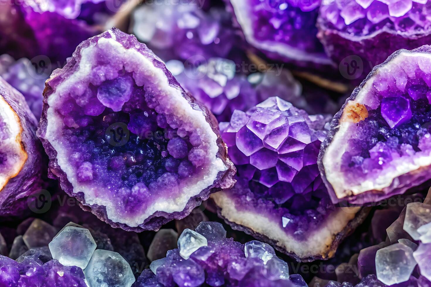 Amethyst crystals are shown in this image photo