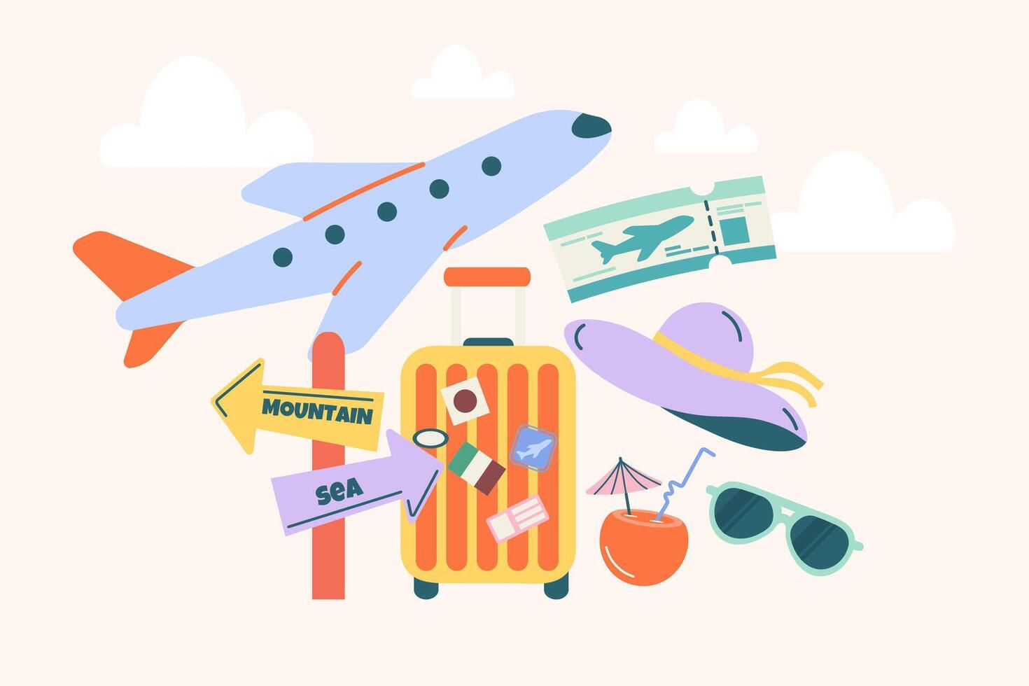 Travel background with hand drawn elements vector