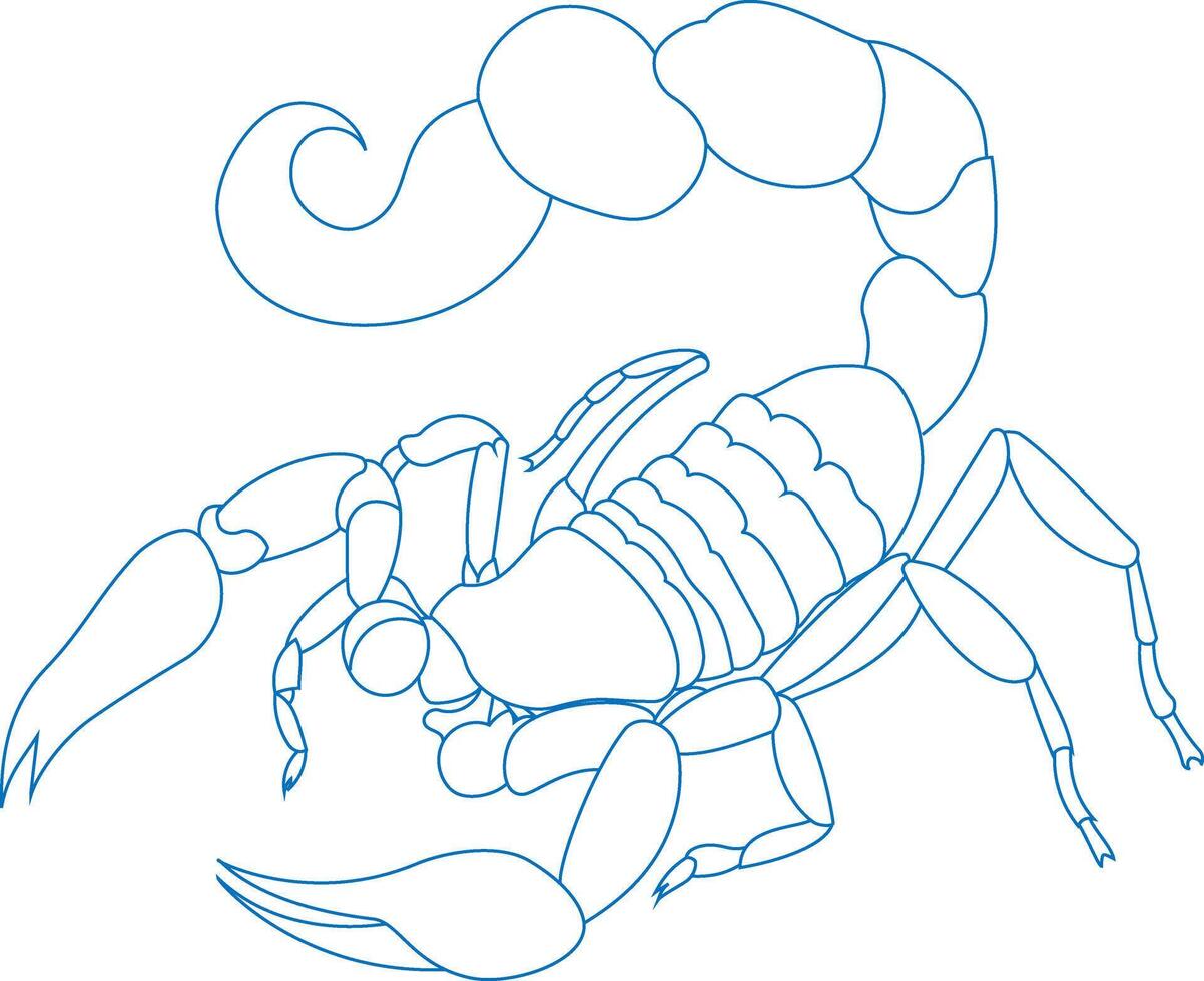 Scorpion zodiac sign line drawing. Scorpio silhouette vector