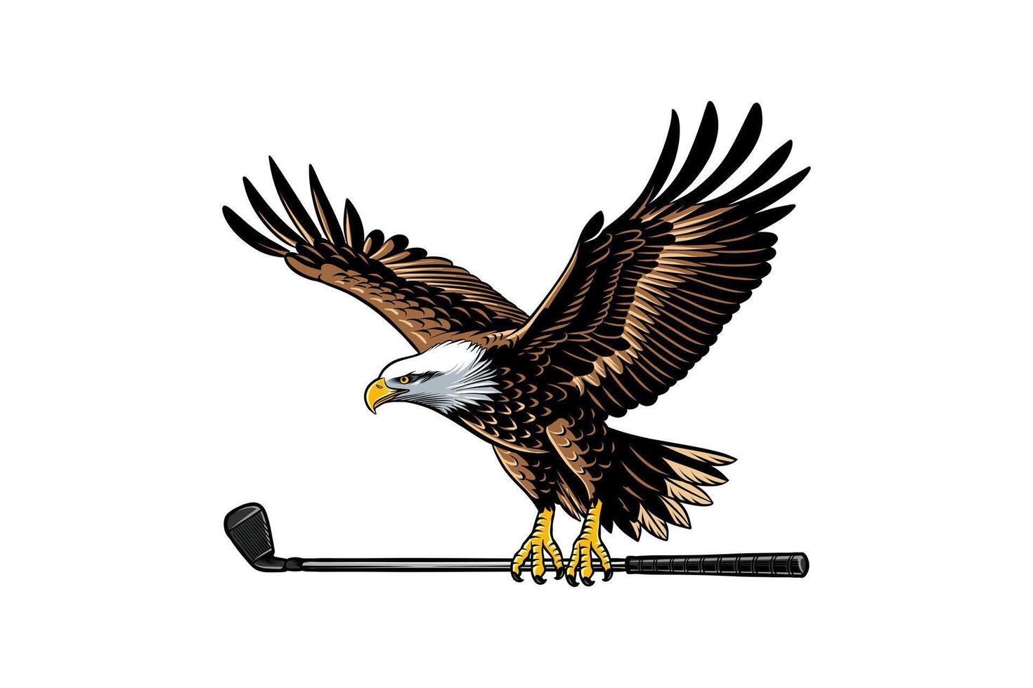illustration of an eagle flying carrying a golf club vector
