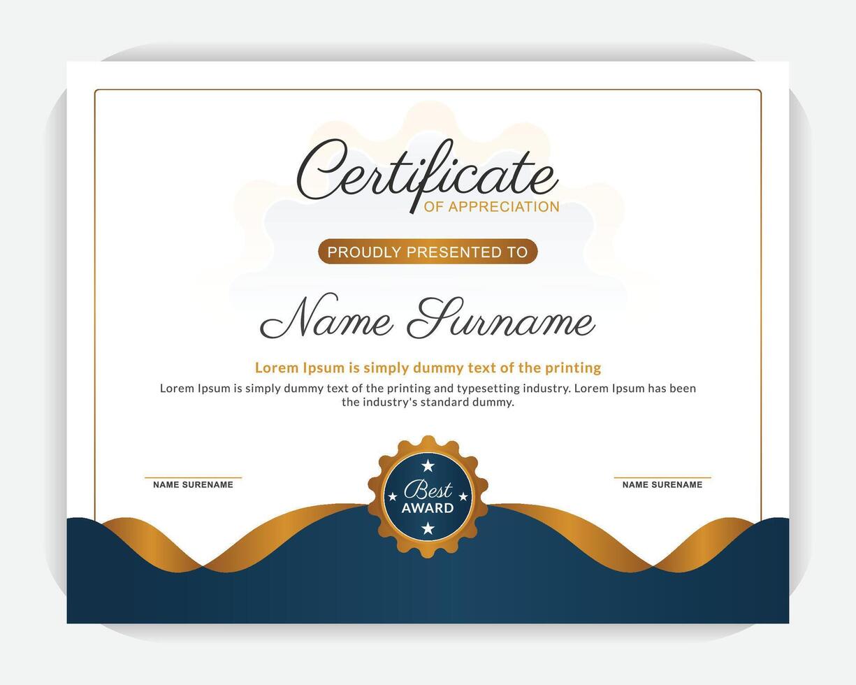 Abstract, creative, stylish, modern, unique, professional, elegant award certificate, Diploma of modern design or gift certificate. vector