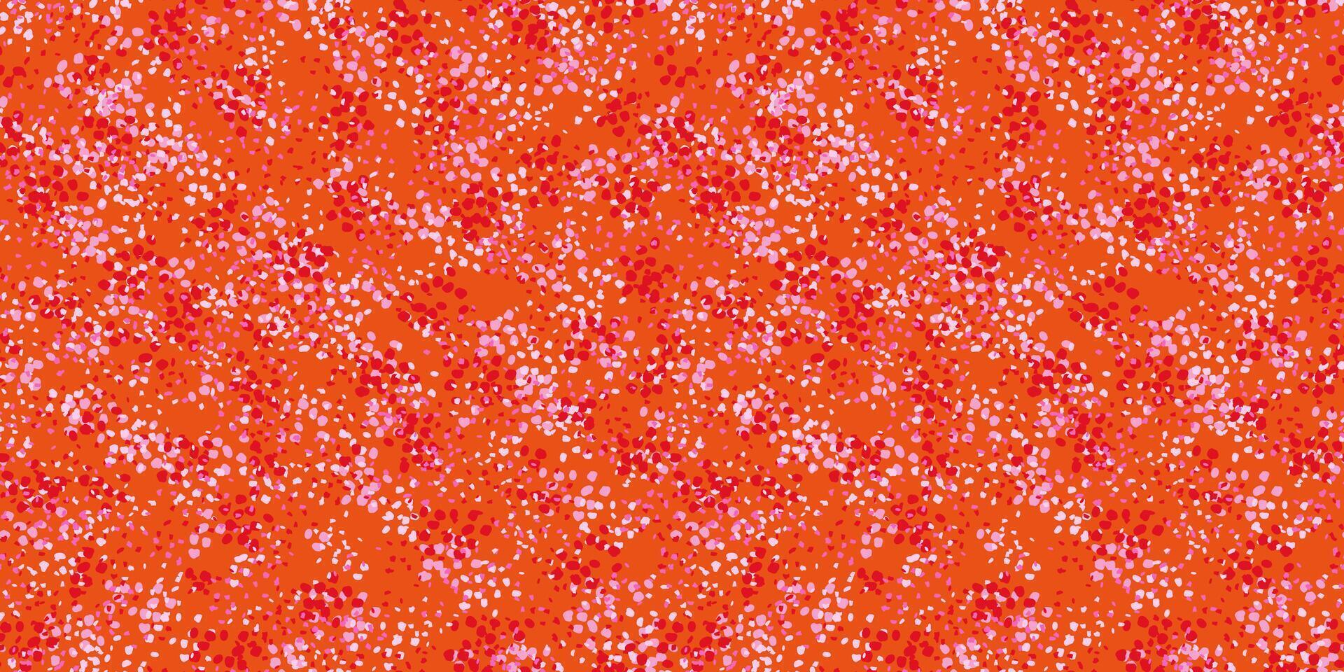 Hand drawn spotted seamless pattern. texture ornament with abstract shape, dots, spots, drops snowflakes on a terracotta background. vector