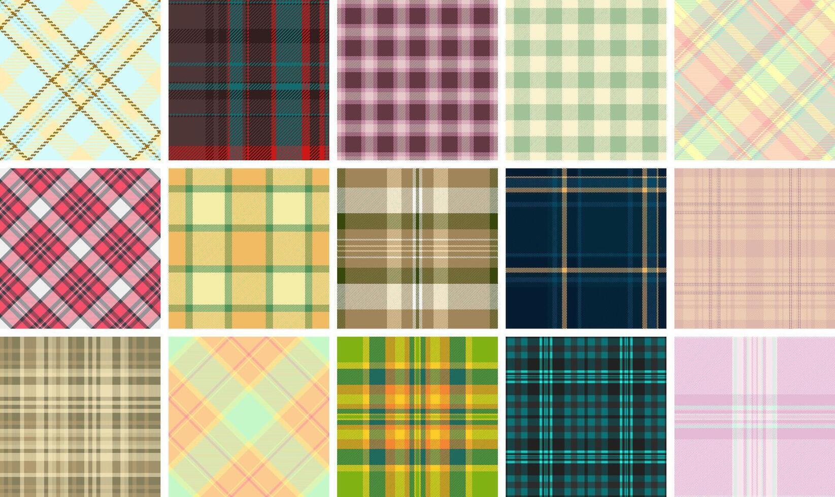 Classic plaid patterns in a colorful collection for shirts, textiles, and rustic backgrounds. Perfect for fabric and wallpaper designs. vector