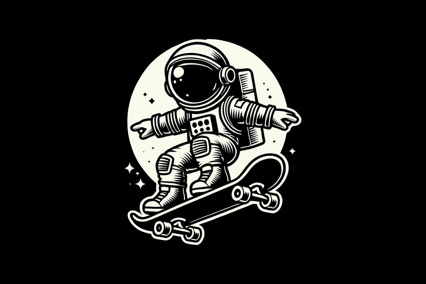 An astronaut riding a skateboard in space vector
