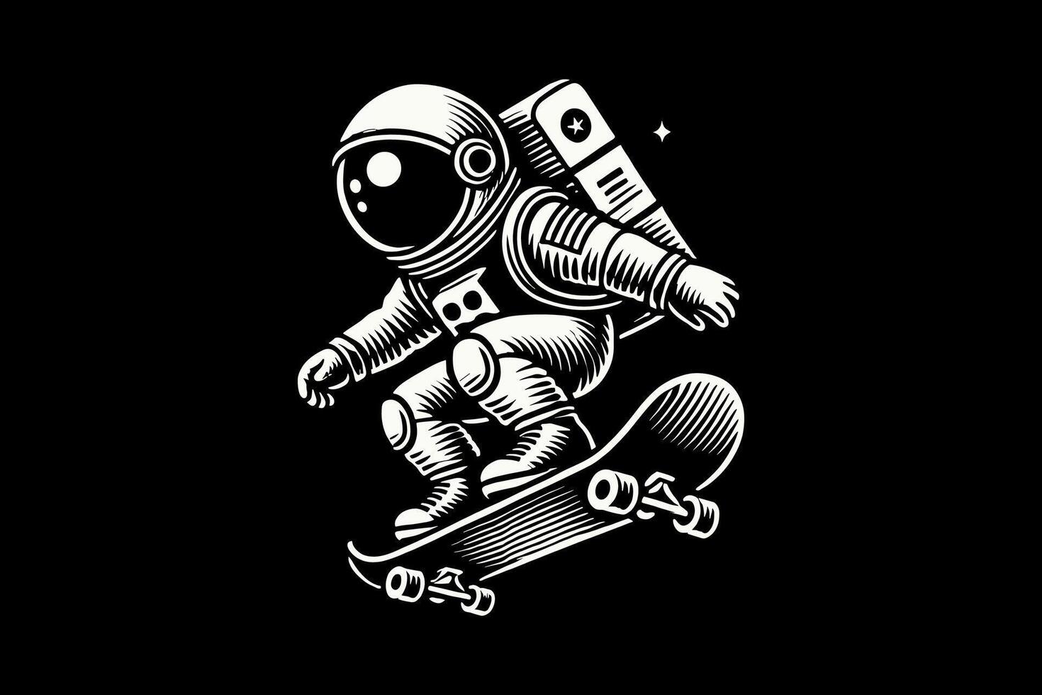 An astronaut on a skateboard with a space helmet vector
