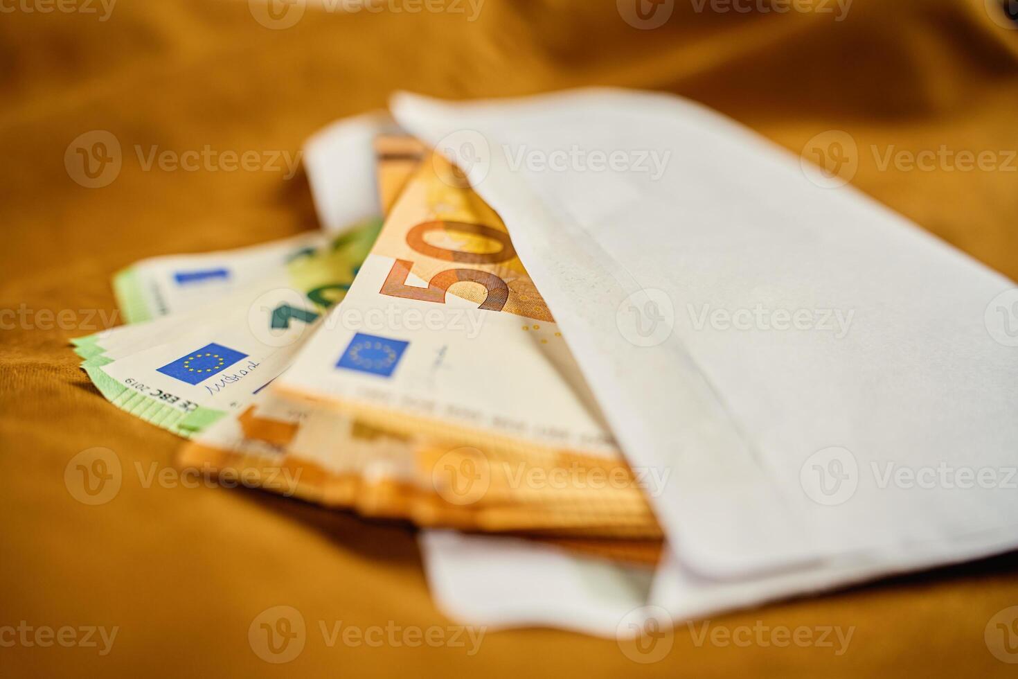 Envelope with euro banknotes, Money savings in cash photo