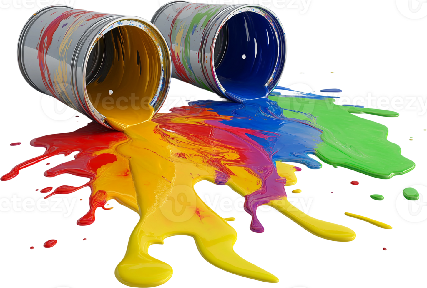 Paint cans with paint splattered on them png