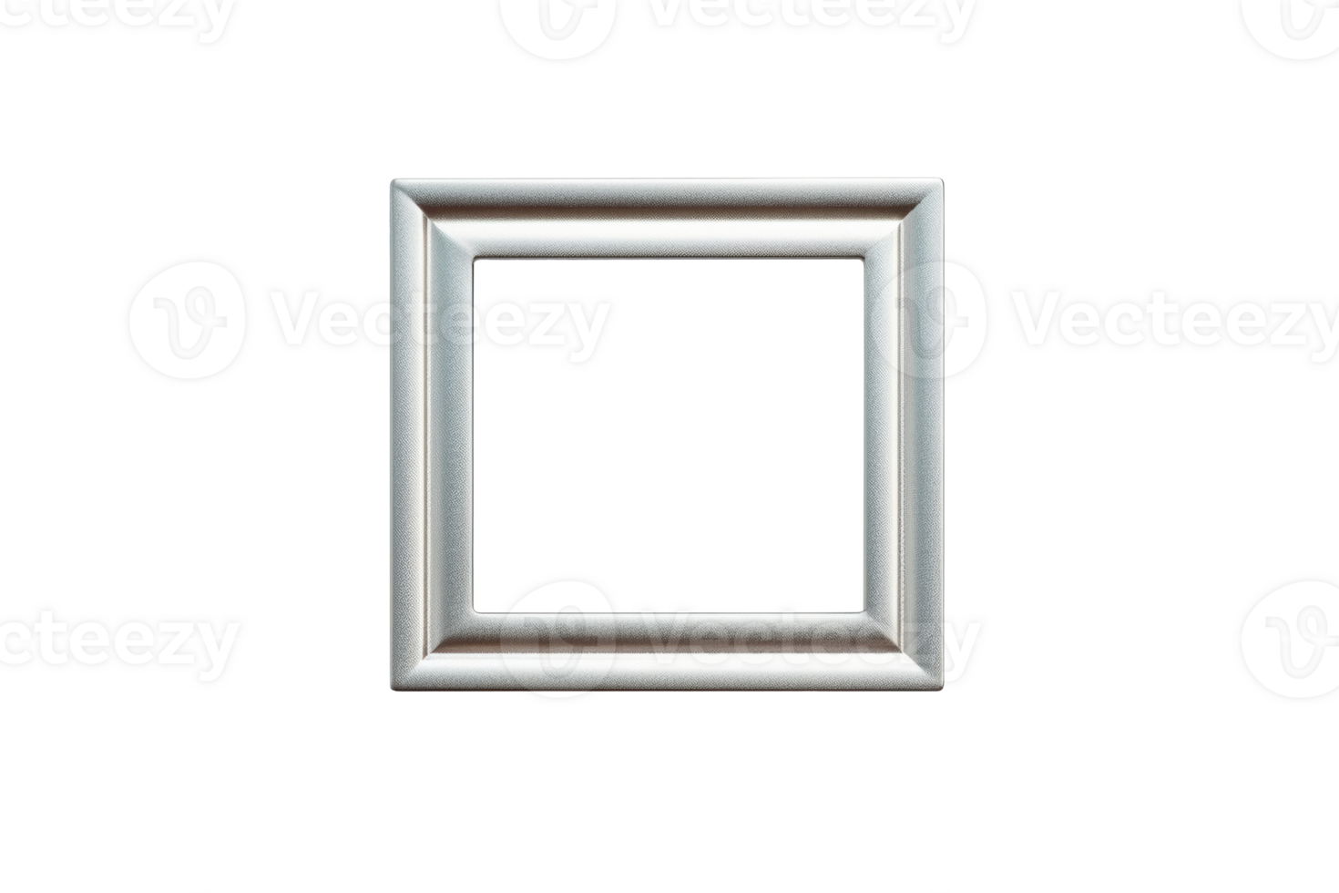 Aluminum frame border. Square empty minimalistic silver frame. Empty space. png