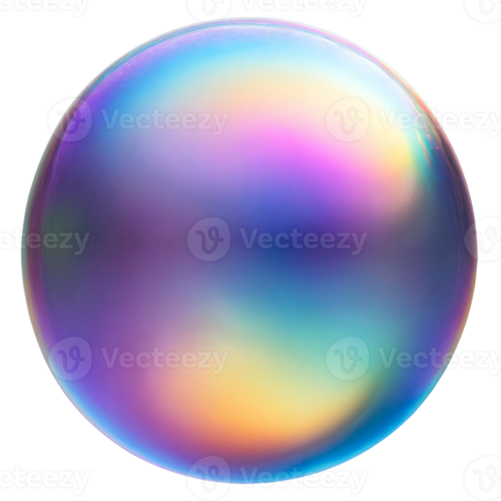 A shiny bubble with rainbow colors on it png