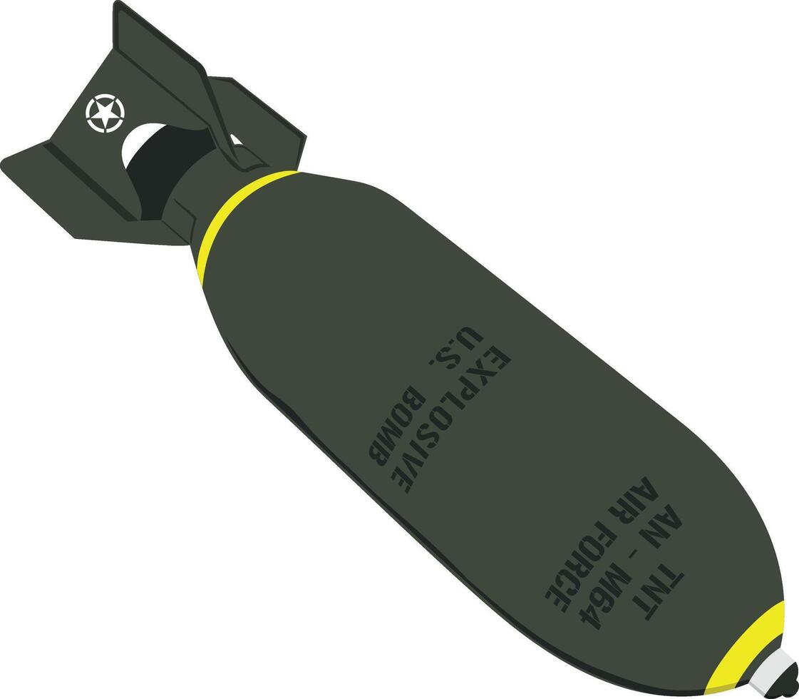 An illustration of a bomb depicted on a plain white background, emphasizing its shape and design. vector