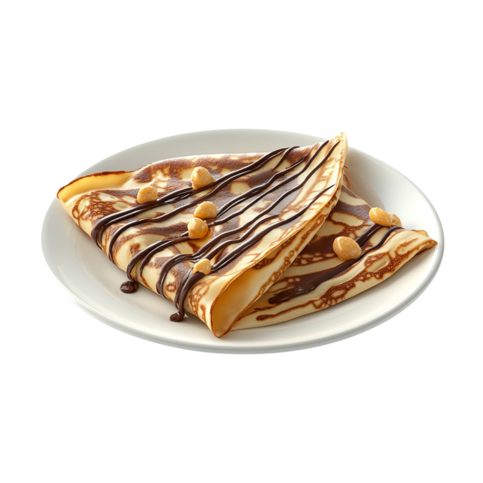 crepe with chocolate and nuts on a plate png