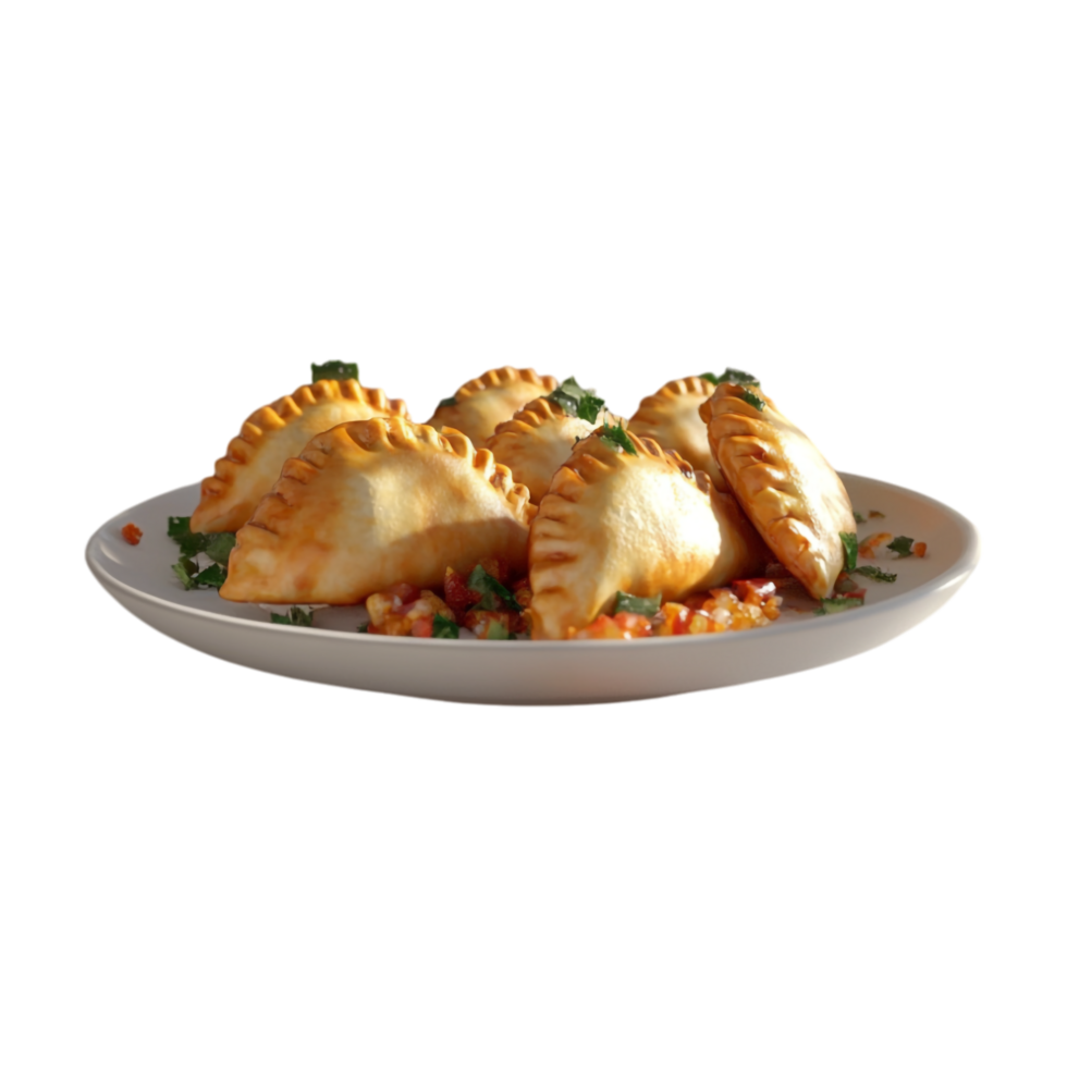 a plate of empanadas on a transparent background png