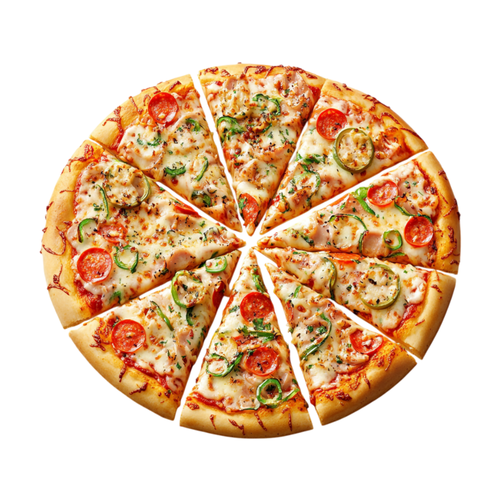 pizza slice cut in half on a transparent background png