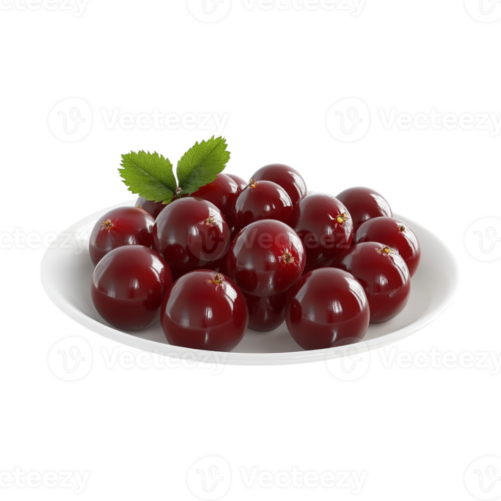 a bowl of cherries on a white plate png