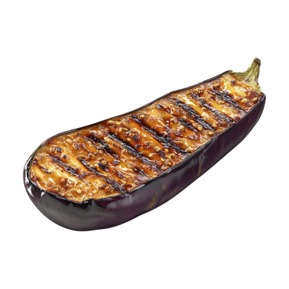 a grilled eggplant on a transparent background png