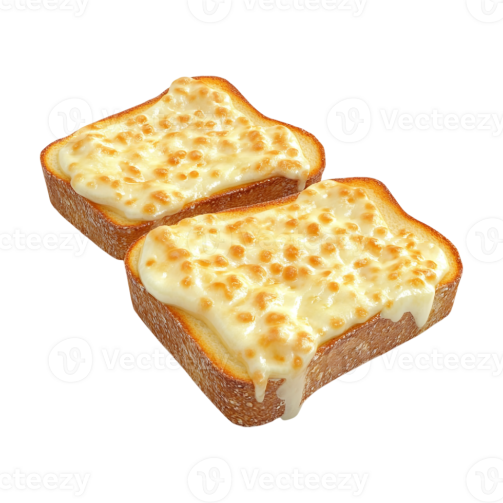 two slices of cheese on toast with a white sauce png