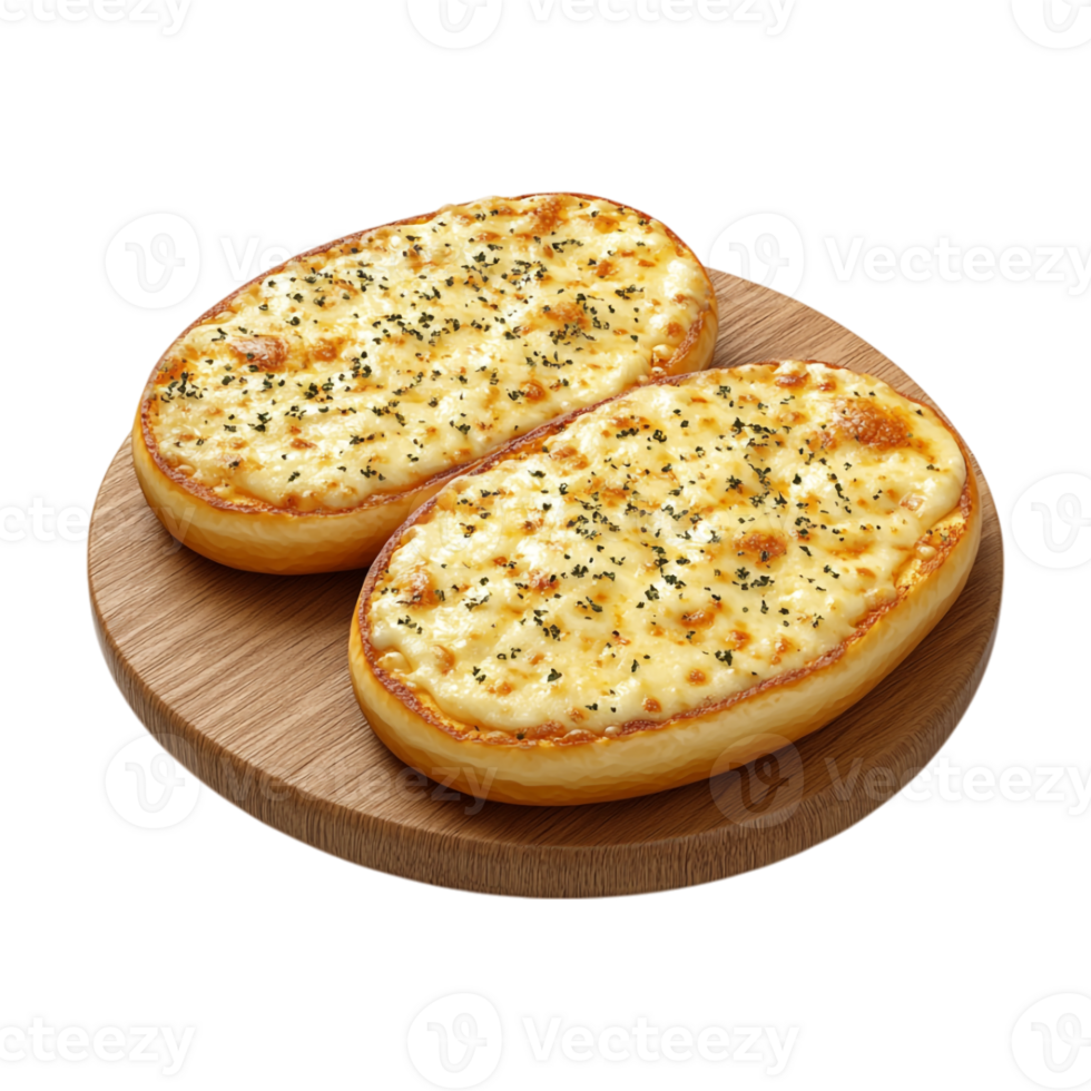two pizzas on a wooden board with cheese on top png
