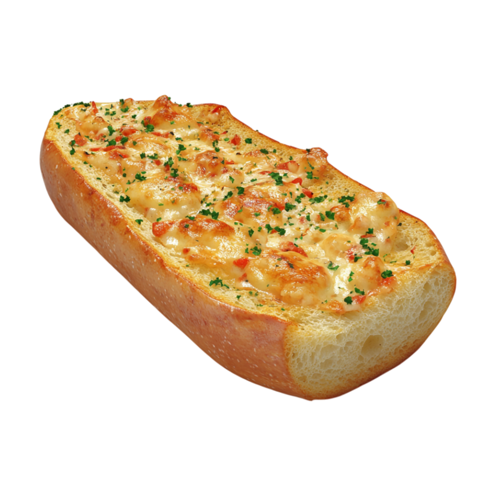 a bread with cheese and herbs on it png