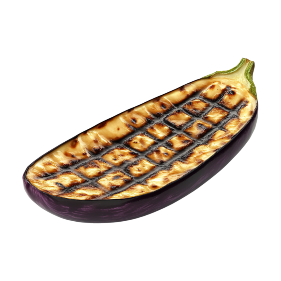 an eggplant on a grill with a grill png
