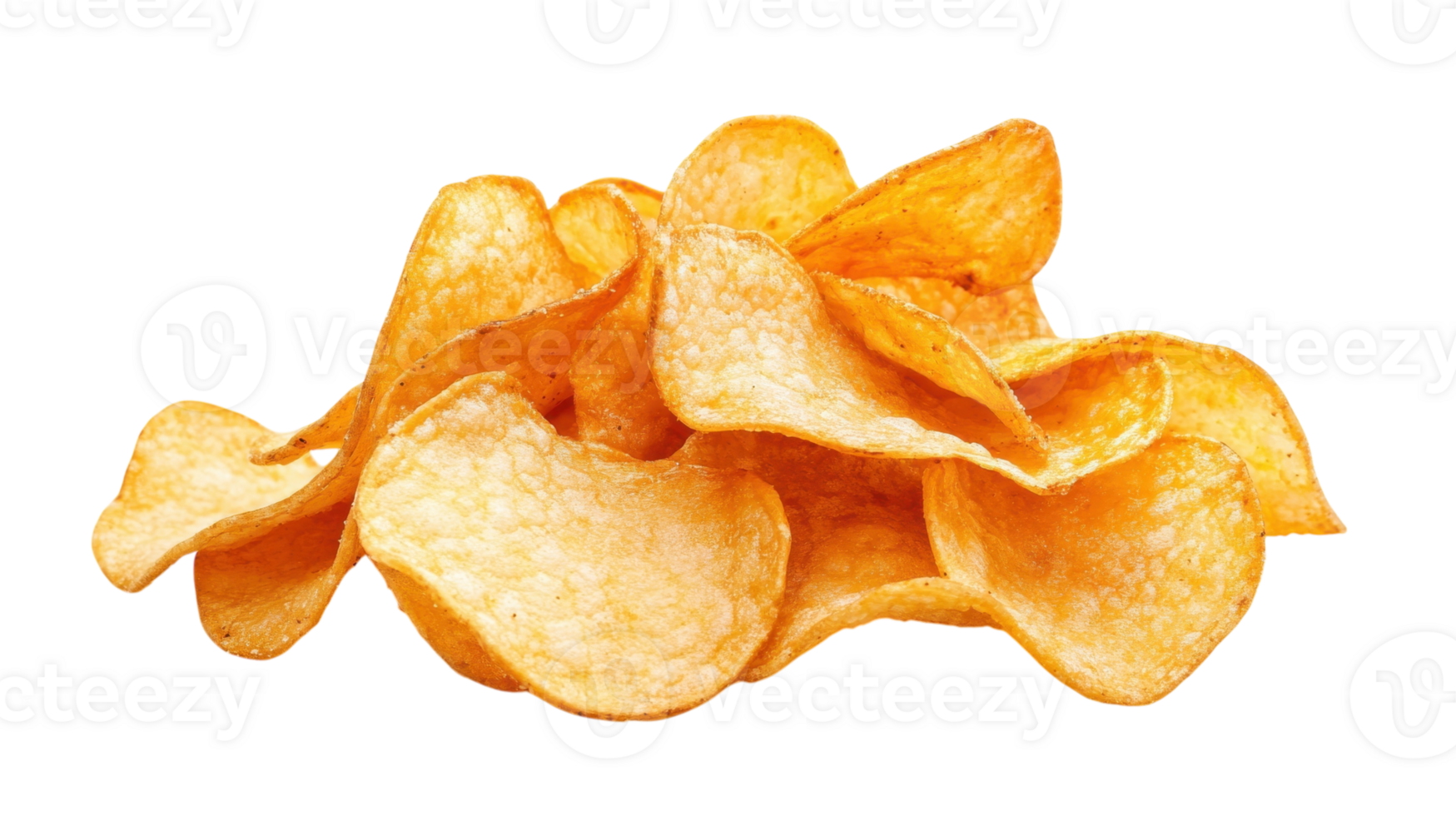 Crispy potato chips displayed in a heap perfect for snacking during gatherings or movie nights in any casual setting png