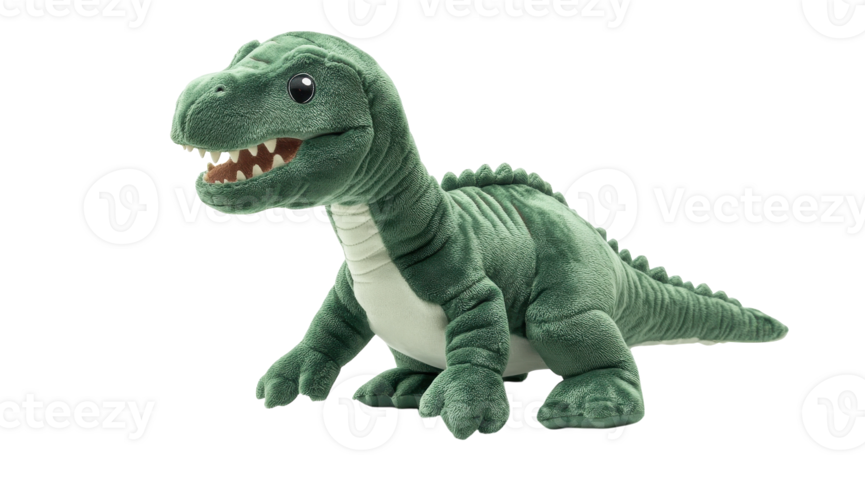 Soft green dinosaur plush toy with a friendly smile and distinct features for kids and collectors alike png