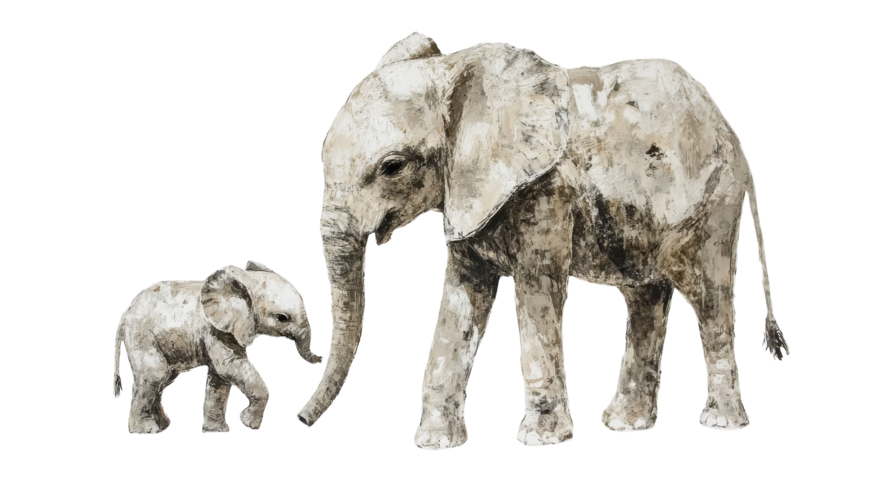 Elephants walking side by side in a harmonious moment of companionship in a serene environment png